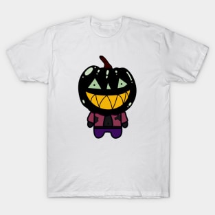 Black Zombie Pumpkin Man of Halloween T-Shirt